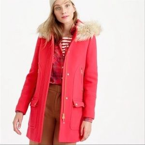 J Crew Chateau Parka 00 Italian wool stadium cloth coat jacket red